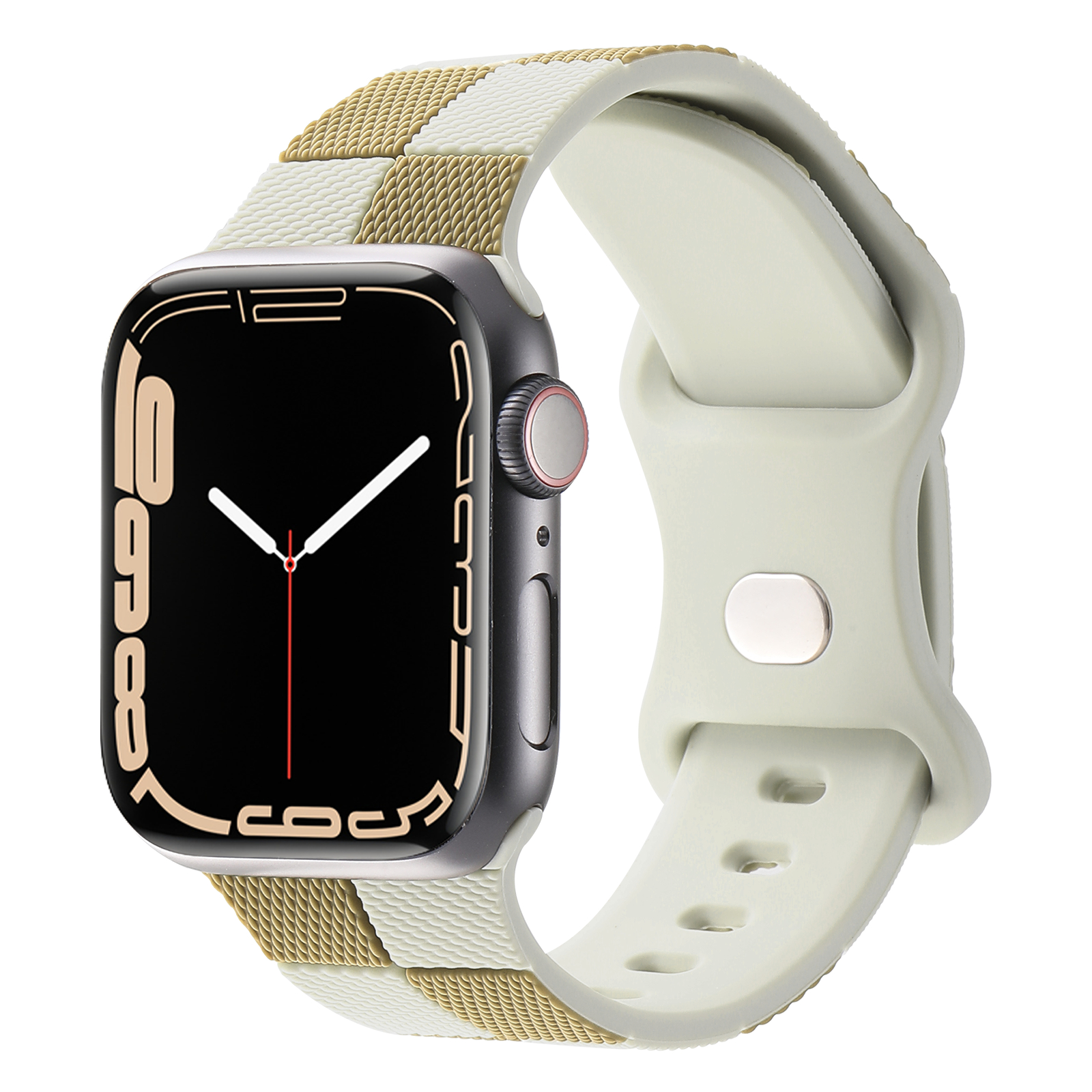 Pasek Opaska Bransoleta Silikon Krata Beżowy do Apple Watch 3 4 5 6 7 8 9 SE 38/40/41mm - zdjęcie 21